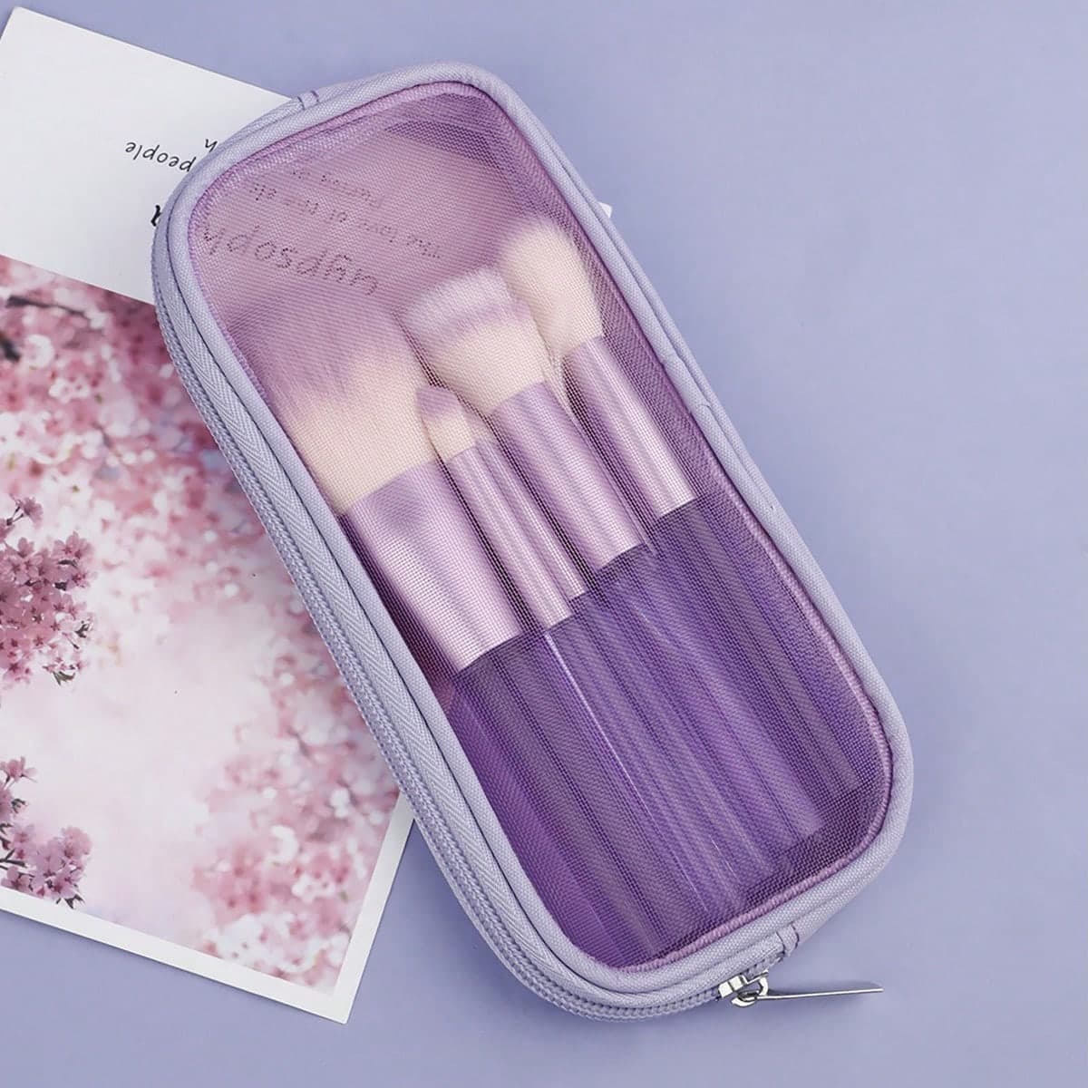 1 Pièce Sac De Cosmétiques En Maille Pour Le Lavage, Sac De Pinceaux De Cosmétiques En Maille Pour Le Voyage, Sac De Rangement Pour Brosse À